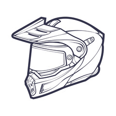 Line Art Motorcycle helmet isolated on White background vector illustration