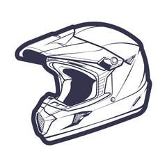 Line Art Motorcycle helmet isolated on White background vector illustration