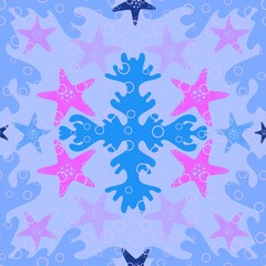 Cartoon animals seamless starfish pattern for fabrics and linens and wrapping paper and summer print