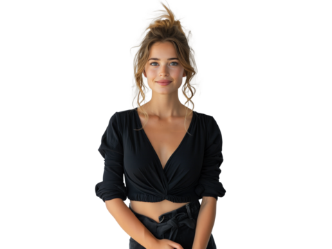 Mulher posando, fundo transparente para uso em design, propaganda e marketing.