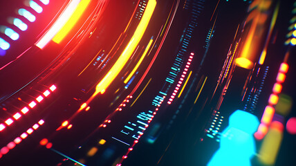 3D Futuristic abstract abstract futuristic background. Neon lines, glow . Motion graphic for abstract data center, server, internet, speed. - obrazy, fototapety, plakaty