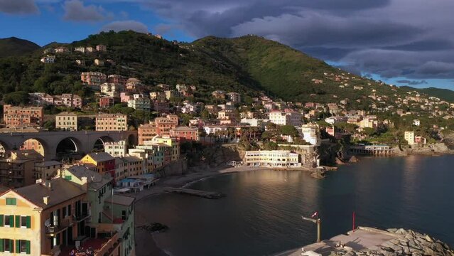 Aerial View of Zoagli, a village in Italy just north of Cinque Terre on the Ligurian Sea