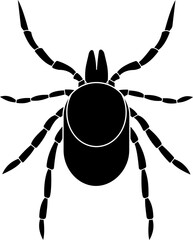 tick black silhouette, mite parasites icon