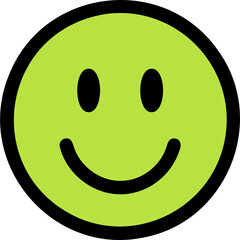 smiley face button, light green circle icon with black outline