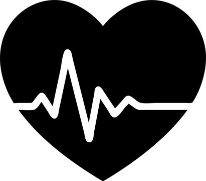 heart and heartbeat black icon