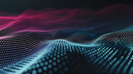 Wave of interlacing points and lines. Abstract background. Technological style. Big data. 3d rendering.