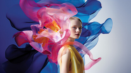 Fototapeta premium Creative portrait of a woman with flowers