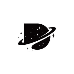Modern Letter D Planet Logo Design Vector Image