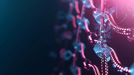 3d rendered Abstract glowing blockchain background. Cryptocurrency and innovation concept. 3D Rendering