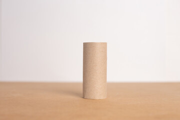 empty recycled toilet paper roll, front view, material for paper craft for kids, educational art 