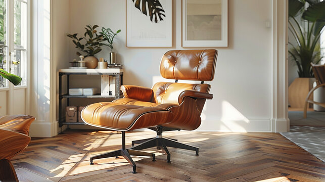 Classic Eames lounge chair in a sunlit room