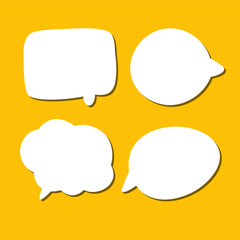 Set of white speech bubble with shadow isolated backgroud. space for text. abstract blank area for rill text of font.