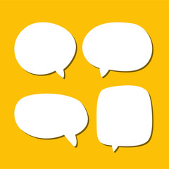 Set of white speech bubble with shadow isolated backgroud. space for text. abstract blank area for rill text of font.