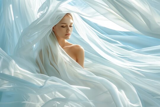 portrait of a bride wearing white veils
