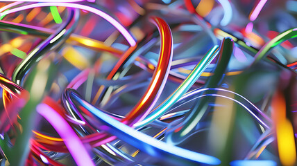 3d rendered abstract twisted spiral colored lines. background