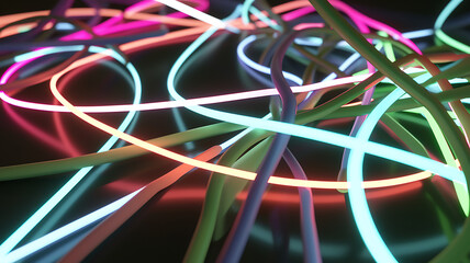 3d rendered abstract twisted spiral colored lines. background