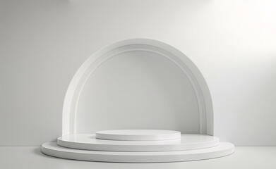 Minimalist White Pedestal with Arch Design for Display