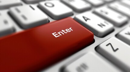 a computer keyboard, large red enter button text says "Enter" 