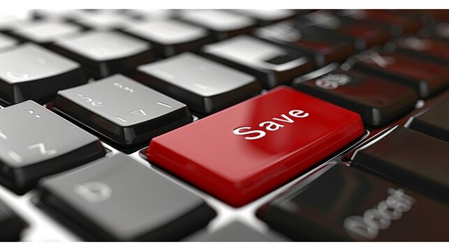 save vector icon button keyboard, large red save button text says "Save" 