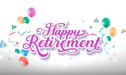 Happy Retirement lettering card, banner design - obrazy, fototapety, plakaty