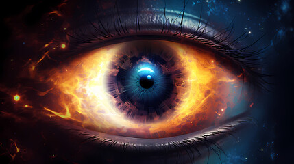 Close-up of eyeball on dark background