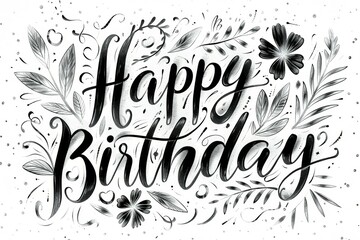 Lettering Happy Birthday. Light background with selective focus and copy space - obrazy, fototapety, plakaty