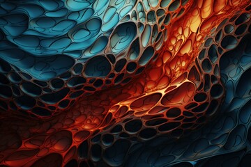 Alluring visual symphony unfolds in abstract composition, showcasing intricate pattern texture dance. Dynamic shapes vibrant colors create mesmerizing backdrop that adds touch of modern elegance. - obrazy, fototapety, plakaty