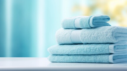 pile of bath towels. stack of clean bath towels