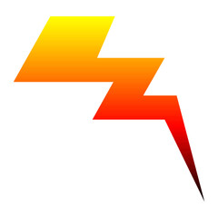 Cartoon gradient lightning illustration. Cartoon thunderbolt in comic style. Vector isolated on white background. - obrazy, fototapety, plakaty
