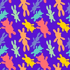 Cartoon animals doodle seamless bears and rabbit pattern for wrapping paper and fabrics and linens