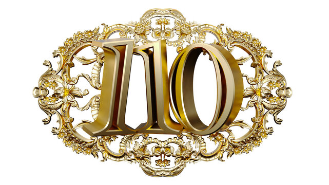 golden number one hundred ten in the center of Decorative golden vintage frames, number 110