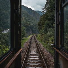 Fototapeta premium train tracks through a window