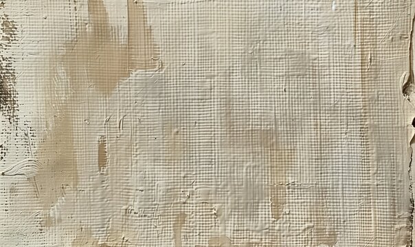 High-resolution image of a beige aged linen texture on paper, gesso paint marks, scrapbook paper, distressed edges 
