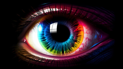 Extreme close-up of digital eye concept with abstract retina and pupil