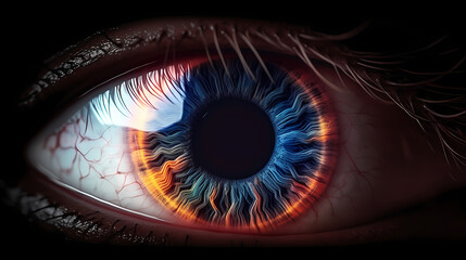 Extreme close-up of digital eye concept with abstract retina and pupil