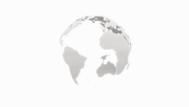 Earth globe minimal concept. Elements related to Technology or science. Animation seamless loop on white background and Green Screen. 3D Render.	