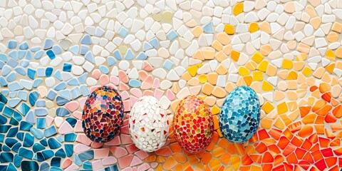 Buntes Osterei-Mosaikfliesenmotiv. © Gogi