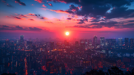 Fototapeta na wymiar sunset over the city