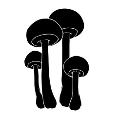 Silhouette, stamp of wild mushrooms toadstools. Ornamental plants. Vector graphics.