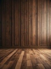 Crafted wood paneling wall and floor with a classic premium vintage luxury texture on a frame and column pattern from Generative AI
