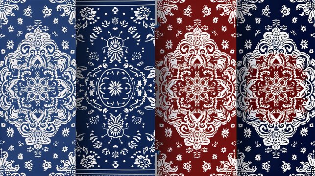 A seamless bandana pattern available in four different color versions
