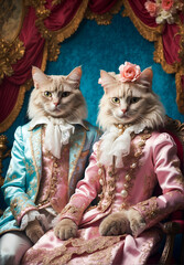 Couple of cats dressed in Rococo style