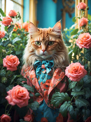 Cat dressed in Rococo style