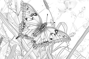 coloring pages of butterfly on a flower