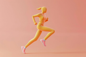Fototapeta na wymiar 3D style cartoon character of a person running. Sport and fitness