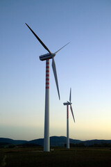 wind turbines farm, Pale eoliche. Stintino, Fiume Santo. SS. Sardegna. Italia