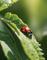 Obraz premium Close up of Ladybug on a leaf