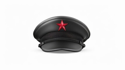 A vector illustration of a police peaked cap with a cockade, isolated on a white background