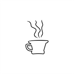 line art illustration for a cup filled with a smoky hot drink