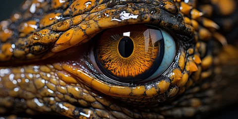 Foto op Aluminium The Intricate Details of An Alligator's Skin are Highlighted in a Macro Assembly, Revealing Nuan © JVLMediaUHD